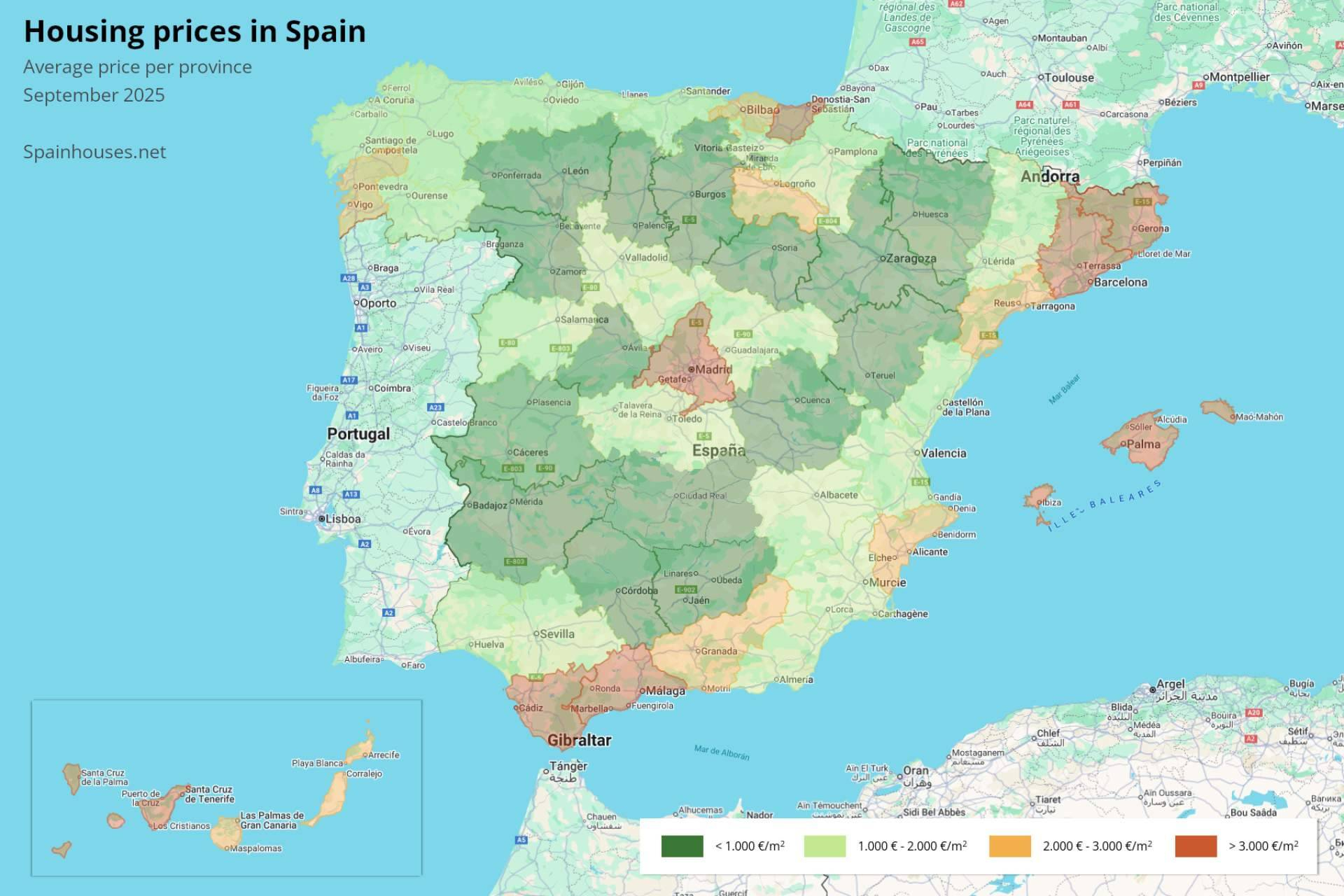 Real estate inequality; the housing price gap between Spanish provinces